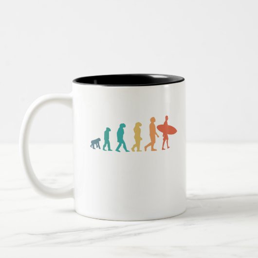 Funny Human Evolution Surfgeschenk für Surfer Zweifarbige Tasse (Links)