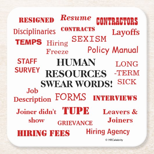 Funny Human Resources Swear Words Geschenk Rechteckiger Pappuntersetzer (Vorderseite)