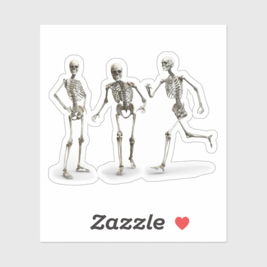Funny Human Skeleton in Motion Effect Aufkleber (Blatt)