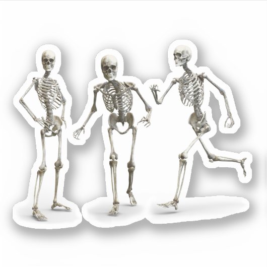 Funny Human Skeleton in Motion Effect Aufkleber (Vorderseite)