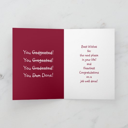 Funny Humor Congratulations Graduation Graduate Karte (Innenseite)