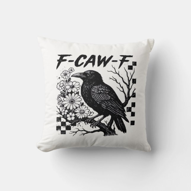 Funny Humor Crow Gothic F-Caw-F Essential Kissen (Vorderseite)