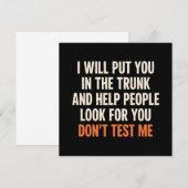 Funny Humor Quote I Will Put You in The Trunk  Einladung (Vorne/Hinten)
