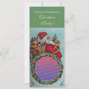 FUNNY,HUMOROUS SANTA VINTAGE Fotovorlage Gold Einladung