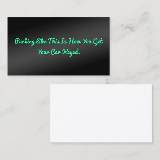 Funny Humour Bad Parking Telefonnummerkarte (Vorne/Hinten)