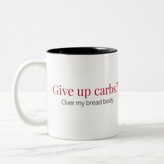 Funny Humour Brot Lover Red Black Zweifarbige Tasse (Links)