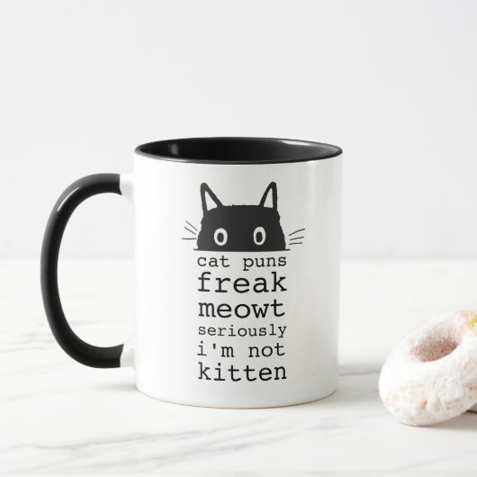 Funny Humour Cat Puns Freak Meowt Tasse (Mit Donut)