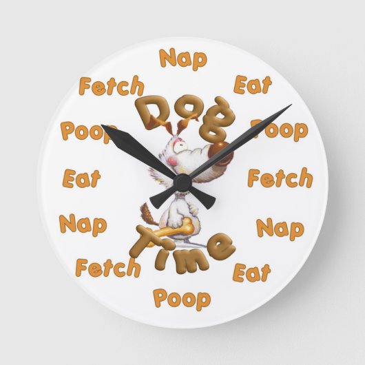 Funny Humour Dog Time Wall Clock Runde Wanduhr (Vorderseite)