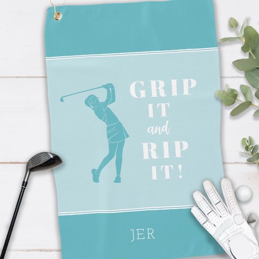 Funny Humour Golf Grip Rip Frauen Aquamarin Custom Golfhandtuch