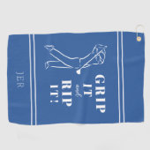 Funny Humour Golf Grip Rip Mens Blue Custom Golfhandtuch (Horizontal)