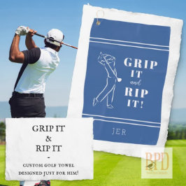 Funny Humour Golf Grip Rip Mens Blue Custom Golfhandtuch