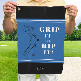 Funny Humour Golf Grip Rip Mens Royal Blue Black Golfhandtuch