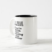 Funny Humour Grammar Zitat Englisch Lehrer Zweifarbige Tasse (Vorderseite Links)