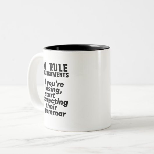 Funny Humour Grammar Zitat Englisch Lehrer Zweifarbige Tasse (Vorderseite Links)