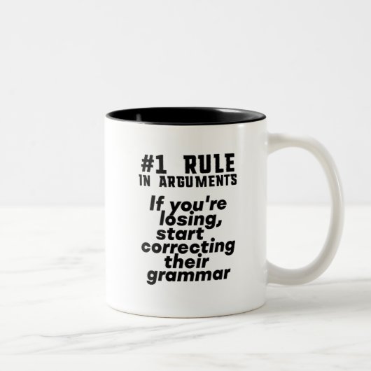 Funny Humour Grammar Zitat Englisch Lehrer Zweifarbige Tasse (Rechts)