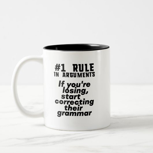 Funny Humour Grammar Zitat Englisch Lehrer Zweifarbige Tasse (Links)