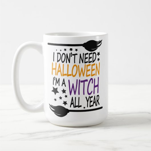 Funny Humour Halloween Hexenbroomstick Kaffeetasse (Links)