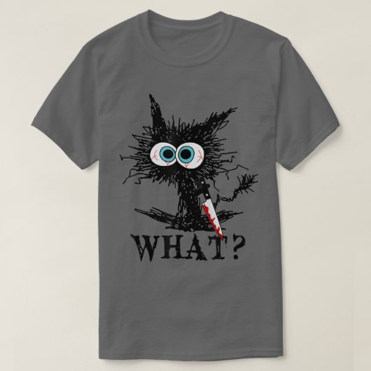 Funny Humour Murder Cat Knife Was Design  T-Shirt (Design vorne)