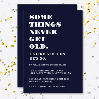 Funny Humour Navy White Birthday Party Einladung