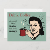 Funny Humour Retro Coffee Poster Postkarte (Vorne/Hinten)