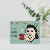 Funny Humour Retro Coffee Poster Postkarte (Stehend Vorderseite)