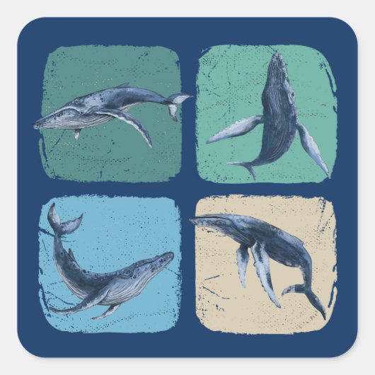 Funny Humpback Whale Watching Quadratischer Aufkleber (Vorderseite)