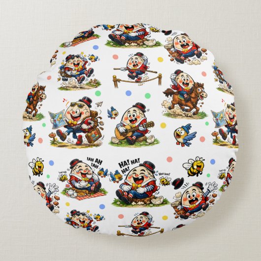 Funny Humpty Dumpty Cartoon Rundes Kissen (Vorderseite)