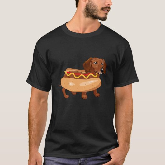 Funny Hund Dackel Hot Dog Fast Food T-Shirt (Vorderseite)