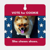 Funny Hund Election 2 Pet Fotos USA Flaggen Rot Ornament Aus Metall (Rückseite)
