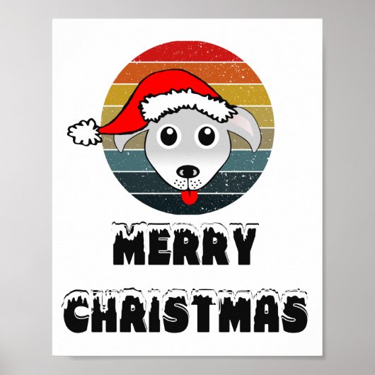 Funny Hund Gesicht grauen Cartoon mit Santa Claus Poster (Vorne)