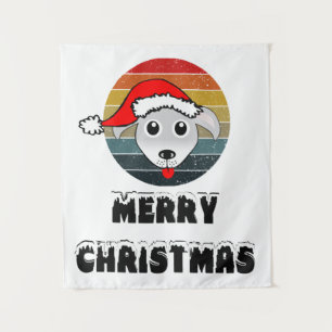 Funny Hund Gesicht grauen Cartoon mit Santa Claus  Wandteppich