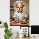 Funny Hund Koch Kochen Essen Niedliche Haustiere Poster (Heimbüro)