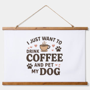 Funny Hund Lover Tasse Hund Mama Hund Vater Wandteppich Mit Holzrahmen