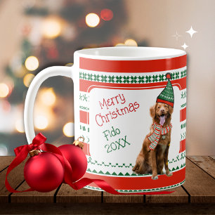 Funny Hund mit Elf Hat und Scarf Red Green Custom Kaffeetasse