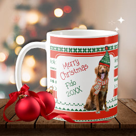Funny Hund mit Elf Hat und Scarf Red Green Custom Kaffeetasse