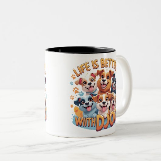 Funny Hund Tasse Hund liebt Kaffee Niedlich Cup Hu (VorderseiteRechts)