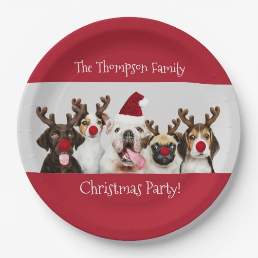 Funny, Hundefreunde, Familienname, Party Pappteller (Vorderseite)
