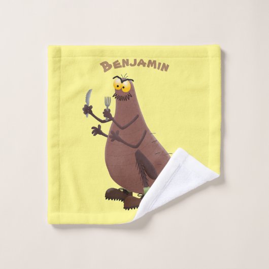 Funny hungrig hässlich flehe Cartoon Badhandtuch Set (Waschlappen)