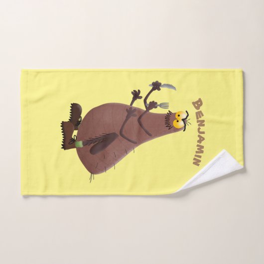 Funny hungrig hässlich flehe Cartoon Badhandtuch Set (Handtuch)