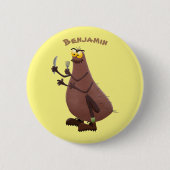Funny hungrig hässlich flehe Cartoon Button (Vorderseite)