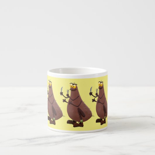 Funny hungrig hässlich flehe Cartoon Espressotasse (Vorderseite)
