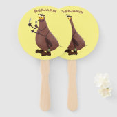 Funny hungrig hässlich flehe Cartoon Fächer (Vorne und Hinten)