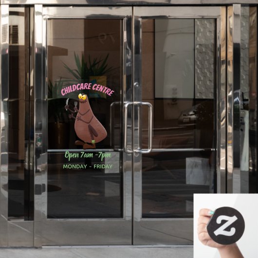 Funny hungrig hässlich flehe Cartoon Fensteraufkleber (Büro Tür)