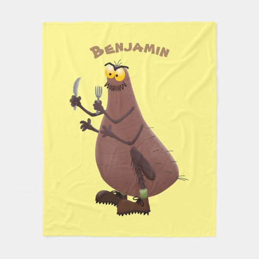 Funny hungrig hässlich flehe Cartoon Fleecedecke (Vorderseite)