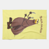 Funny hungrig hässlich flehe Cartoon Geschirrtuch (Horizontal)