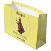 Funny hungrig hässlich flehe Cartoon Große Geschenktüte (Rückseite Schrägansicht)