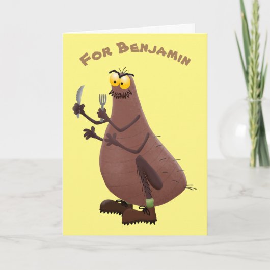 Funny hungrig hässlich flehe Cartoon Karte (Vorderseite)