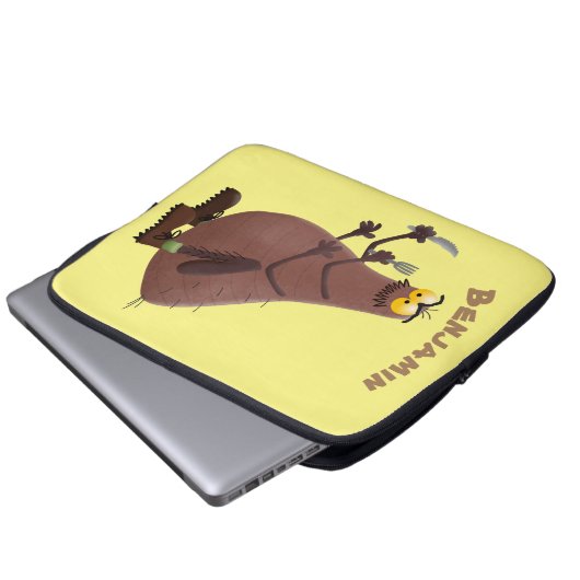 Funny hungrig hässlich flehe Cartoon Laptopschutzhülle (Vorne Knopf)