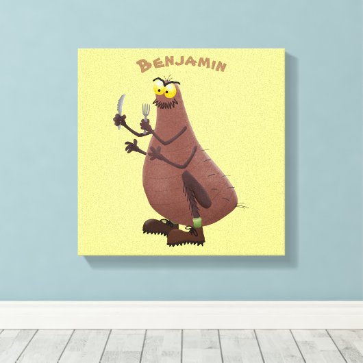 Funny hungrig hässlich flehe Cartoon Leinwanddruck (Insitu (Holzboden))