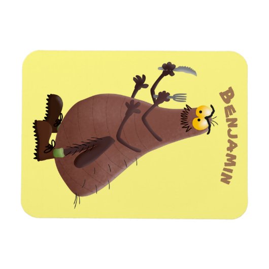 Funny hungrig hässlich flehe Cartoon Magnet (Horizontal)